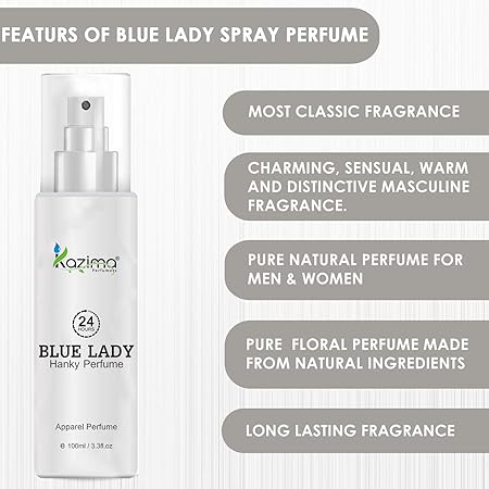 24h Blue Lady Hanky Spray Perfume For Men & Women 100ML - (Free From Gas)
