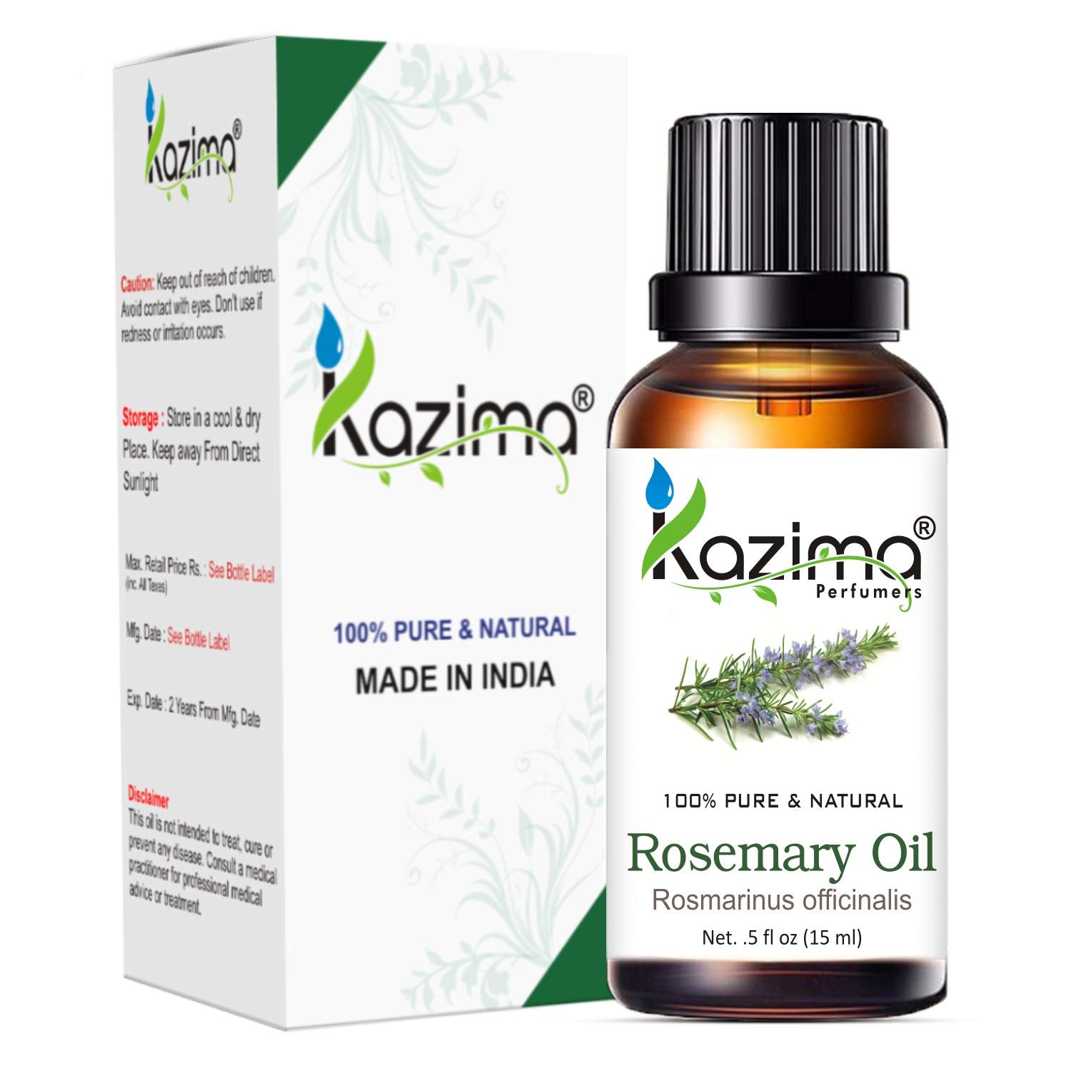 KAZIMA Trio of Rosemary, Peppermint & Lavender Essential Oils – 100% Pure & Natural Oils for Hair, Skin, Relaxation & Aromatherapy – 15ml Each (Pack of 3)