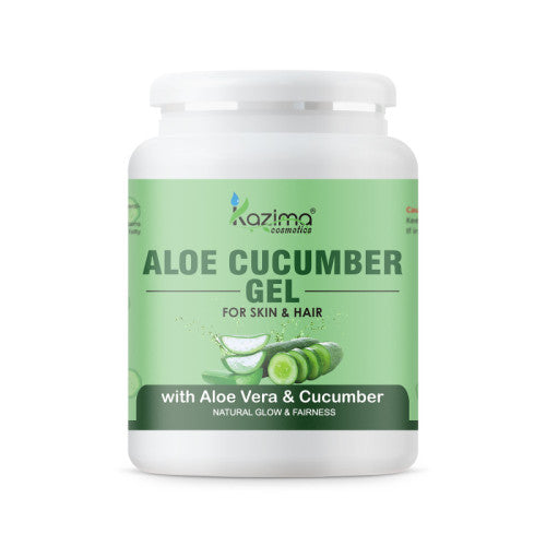 Kazima Aloe Cucumber Gel with Pure Aloe Vera & Cucumber for Face, Skin & Hair – Exfoliates, Moisturizes, Reduces Acne Scars, Wrinkles, Sunburn & Dark Circles