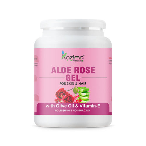 Kazima Aloe Rose Gel for Face and Body with Pure Aloe Vera & Rose Extract – Soothing Hydration, Moisturizing & Skin Glow for Sensitive Skin