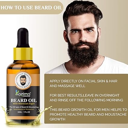 Beard & Moustache Oil (30ml) – Promotes Thick, Soft, Healthy Growth for Beard and Moustache, Nourishes Hair