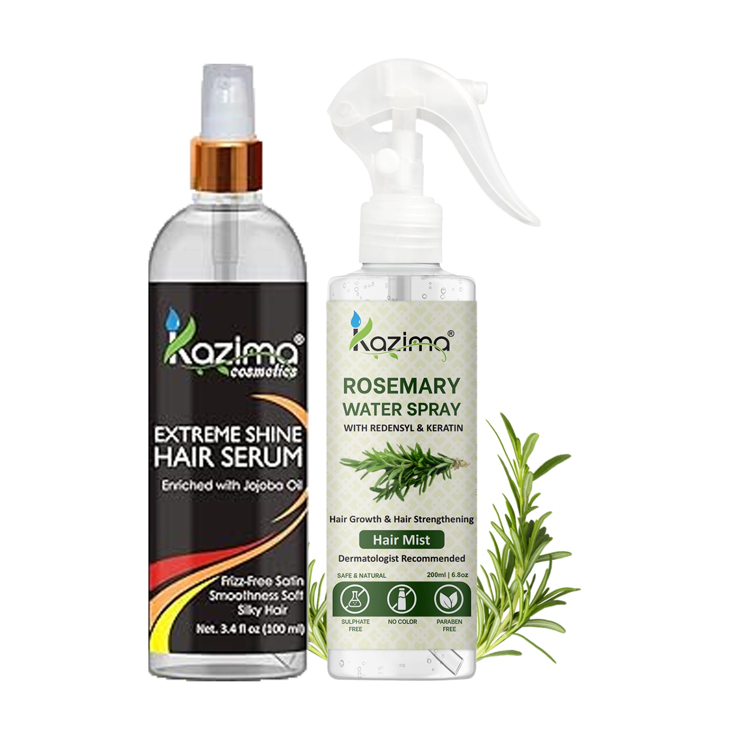 Extreme Shine Hair Serum + Rosemary Hair Water Spray Combo | Anti-Frizz, Hair Growth & Smoothness