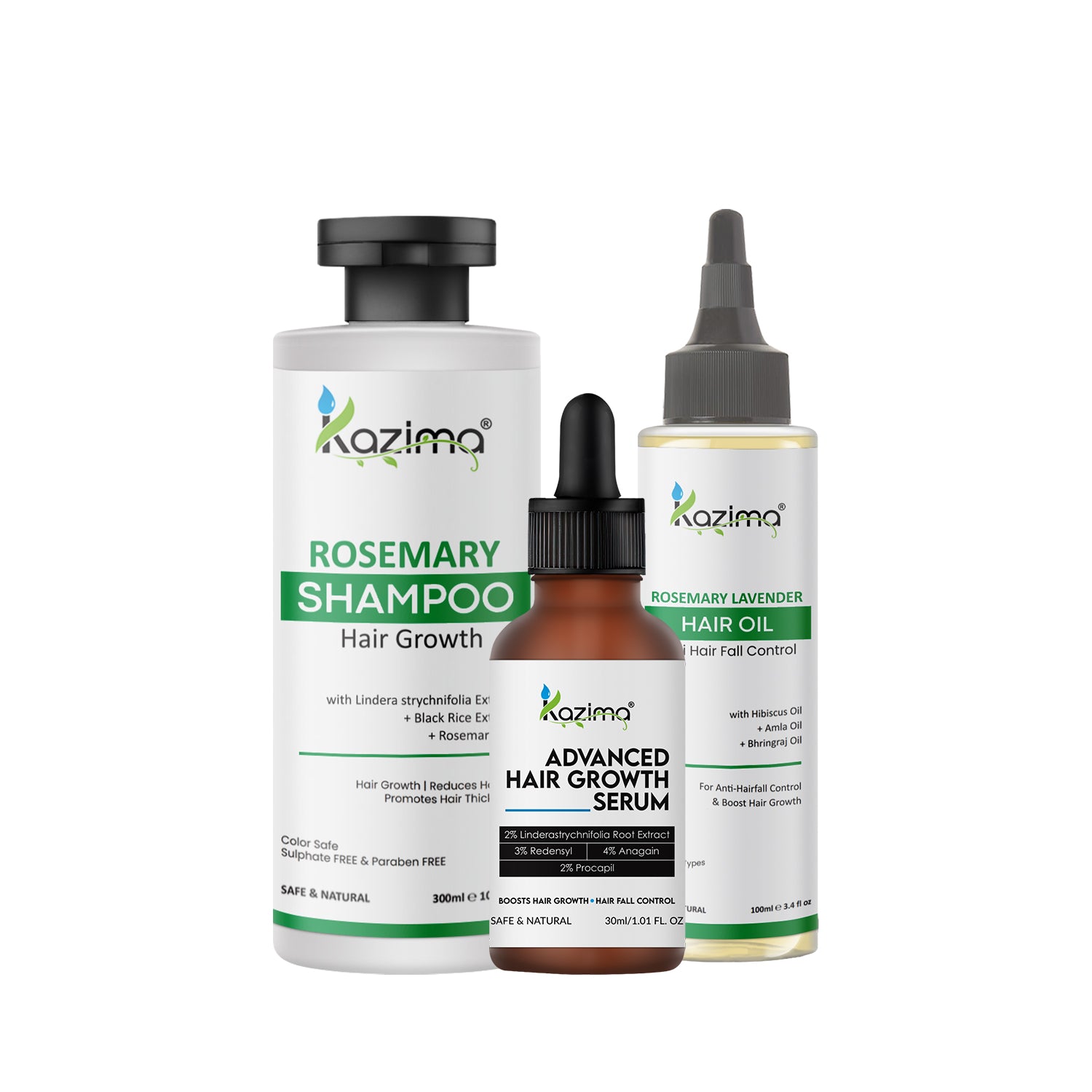 Rosemary Hair Growth Combo – Shampoo, Advanced Serum & Rosemary Lavender Hair Oil | Thickening, Anti-Hair Fall & Scalp Nourishment