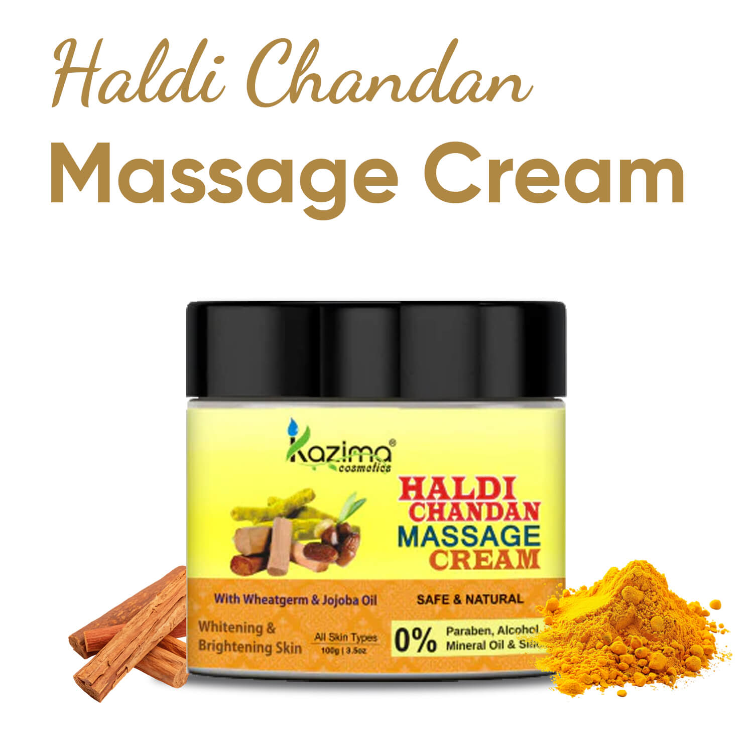 Haldi Chandan Massage Cream with Wheatgerm & Jojoba Oil – Nourishing & Brightening Ayurvedic Blend for Radiant, Healthy-Looking Skin (100g)