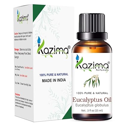 KAZIMA Combo of Eucalyptus Essential Oil & Coconut Carrier Oil – 100% Pure & Natural for Hair Growth, Dandruff, Skin Hydration & Joint Pain Relief – 15ml Each