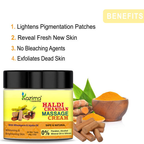 Haldi Chandan Massage Cream with Wheatgerm & Jojoba Oil – Nourishing & Brightening Ayurvedic Blend for Radiant, Healthy-Looking Skin (100g)