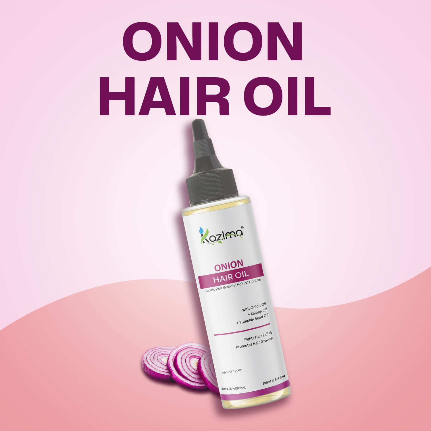 Onion Hair Growth Oil 100ml – Natural solution for stronger, finer hair, scalp nourishment, and promoting healthy hair growth naturally