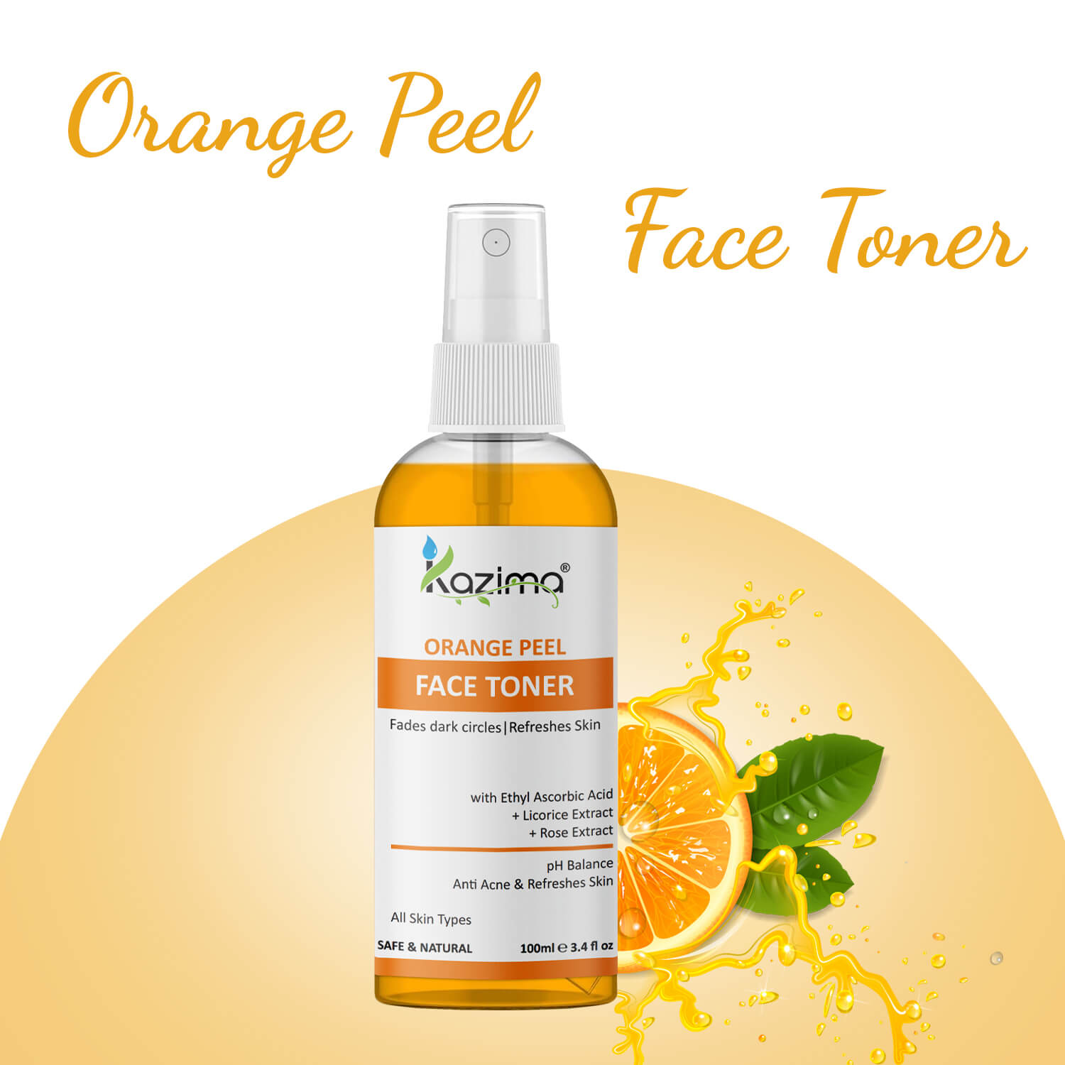Orange Peel Face Mist Toner 100ml – Skin Whitening, Acne Control & Radiant Glow for All Skin Types