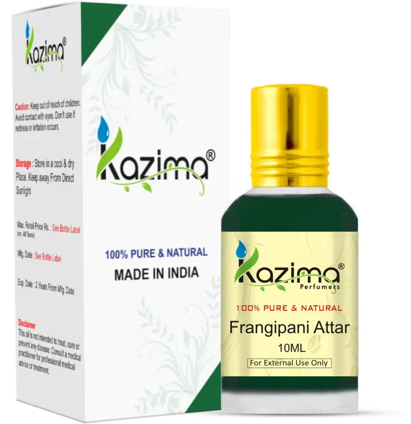 Kazima Frangipani Perfume For Unisex - Pure Natural (Non-Alcoholic) Floral Attar (Floral)