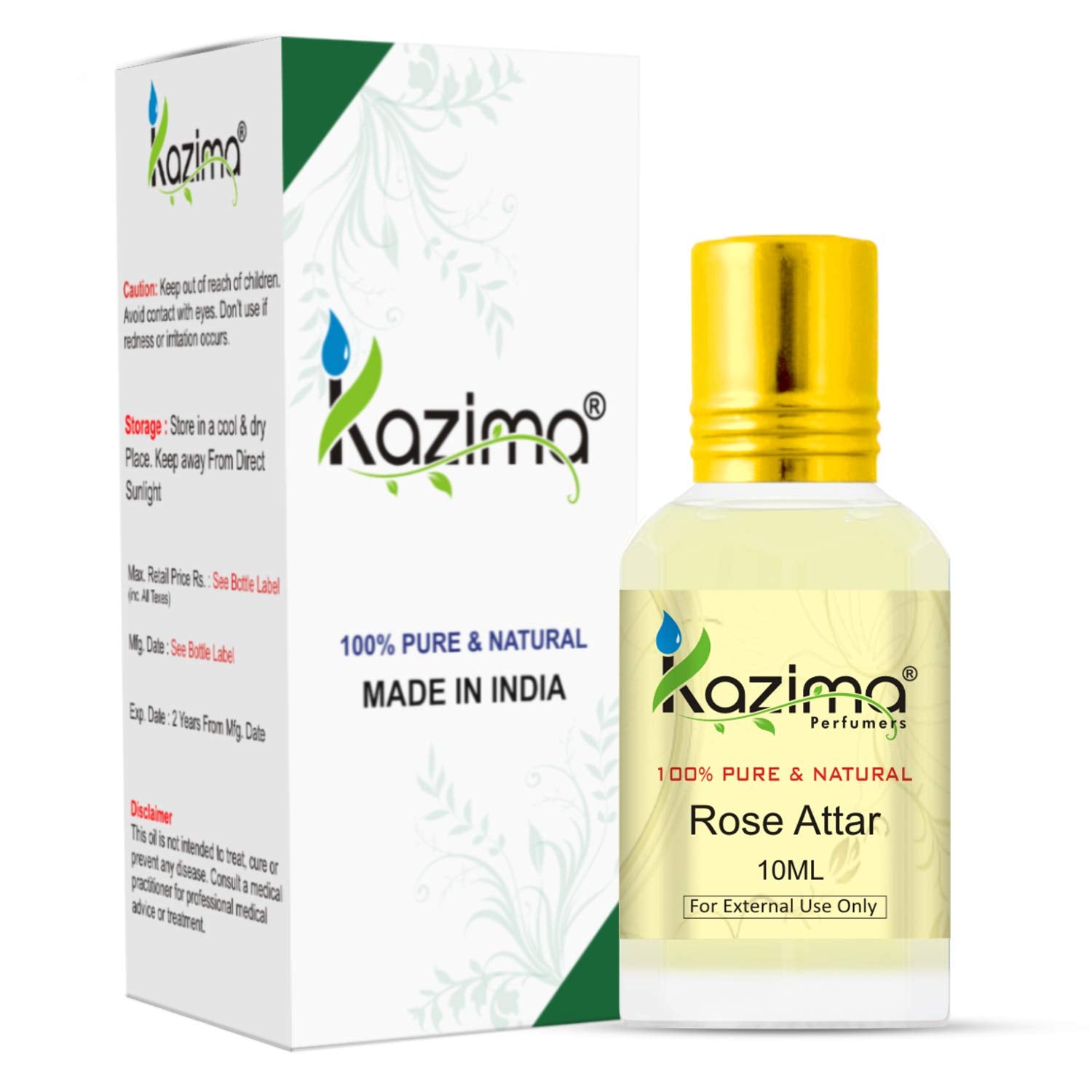 KAZIMA Rose Attar Perfume For Unisex Pure - Pure Natural Undiluted (Non-Alcoholic) (10ml)