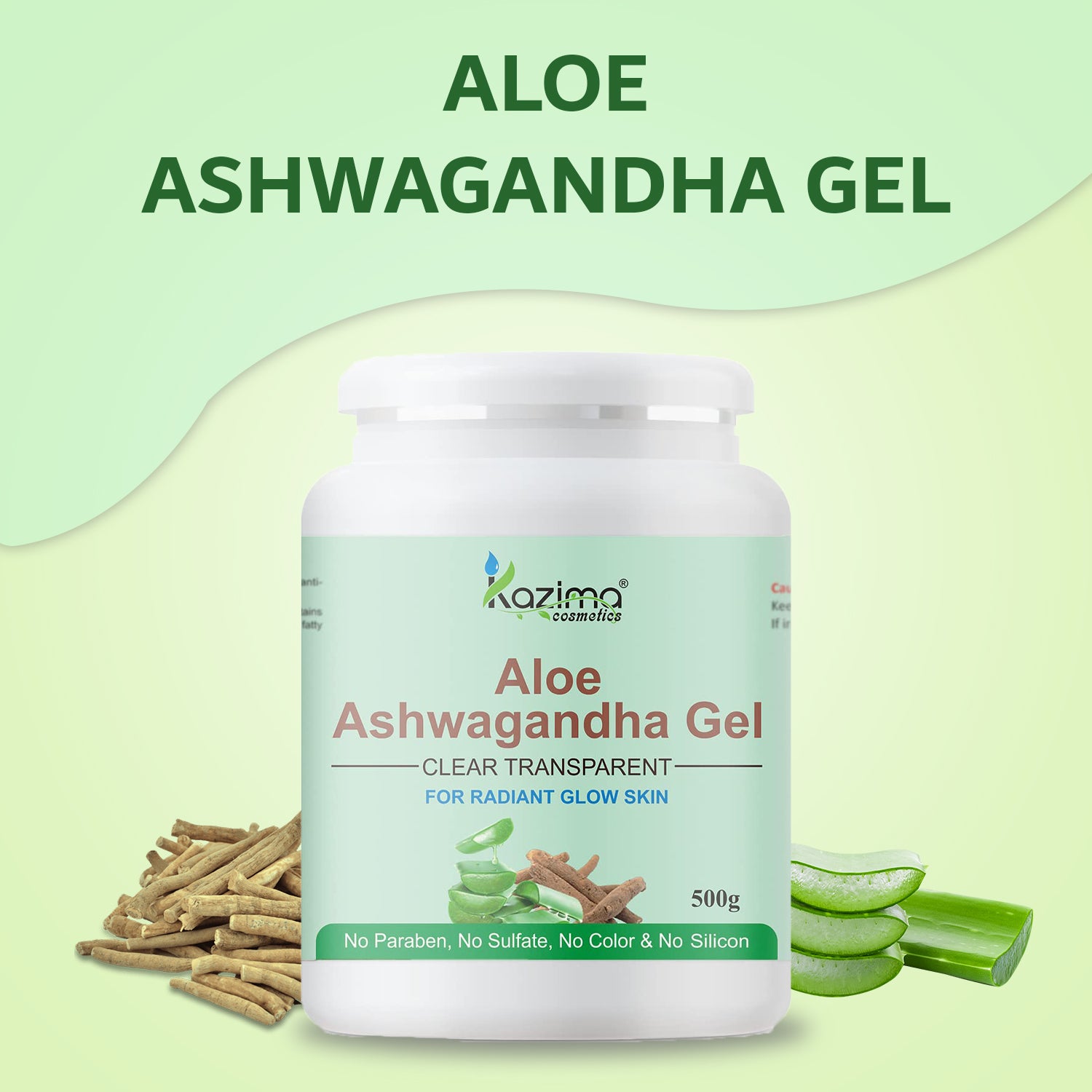 Aloe Ashwagandha Gel 100% Natural Face Moisturizer Anti-Aging Stress Relief Skin Glow & Hair Care | 500g