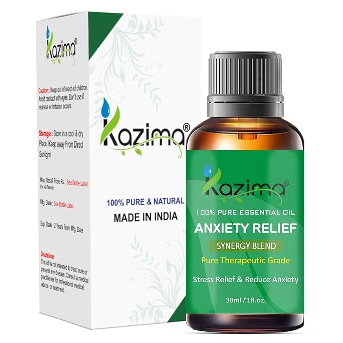 Anxiety Relief Essential Oil Blend - Pure, Natural, Therapeutic Grade for Mind and Body Relaxation, Stress & Tension Relief.