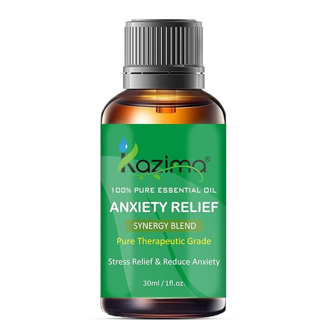 Anxiety Relief Essential Oil Blend - Pure, Natural, Therapeutic Grade for Mind and Body Relaxation, Stress & Tension Relief.