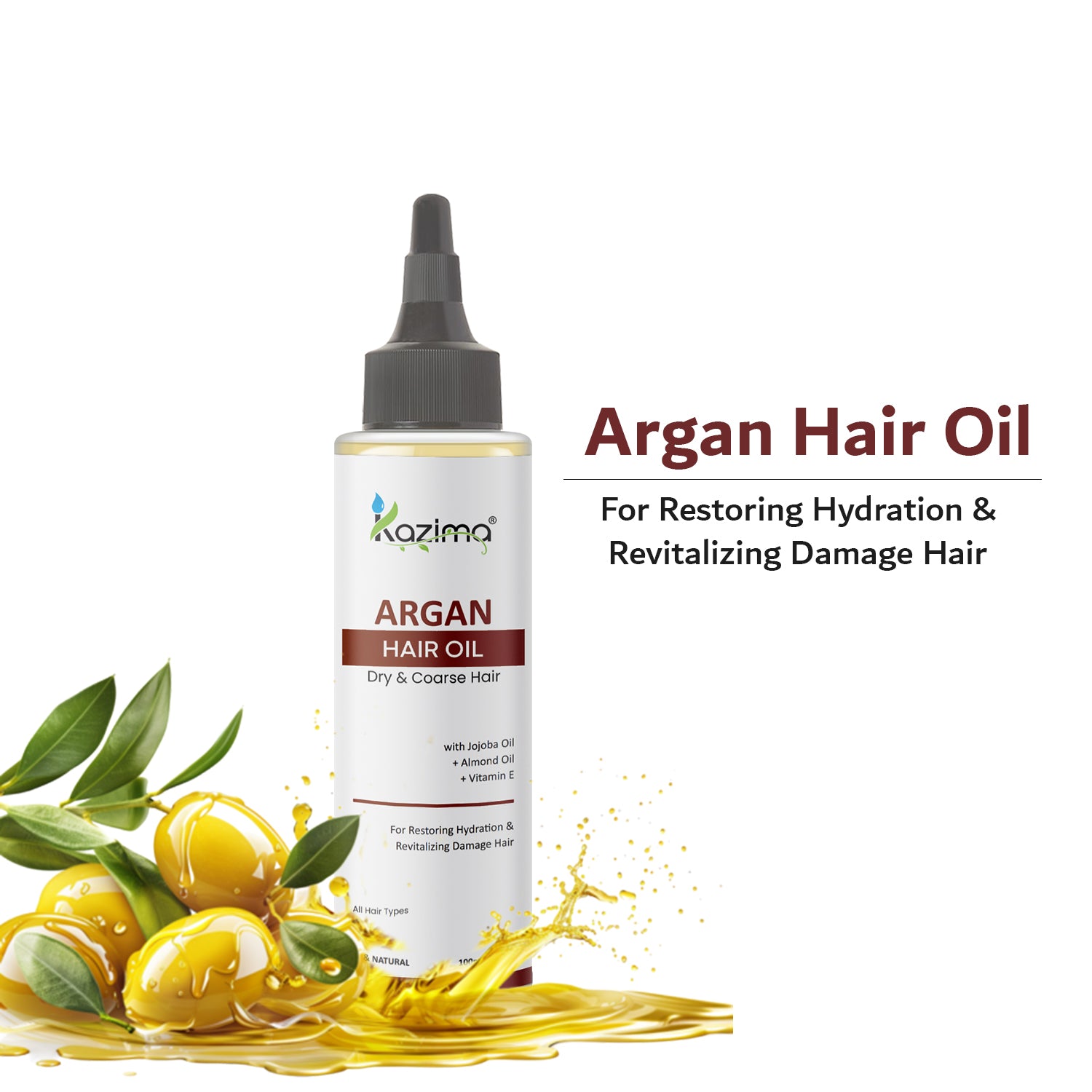 Argan Hair Oil 100ml – Nourishes, Strengthens, and Revitalizes Hair for Soft, Shiny, Healthy-Looking Locks with Natural Moisture