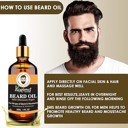 Beard & Moustache Oil (30ml) – Promotes Thick, Soft, Healthy Growth for Beard and Moustache, Nourishes Hair
