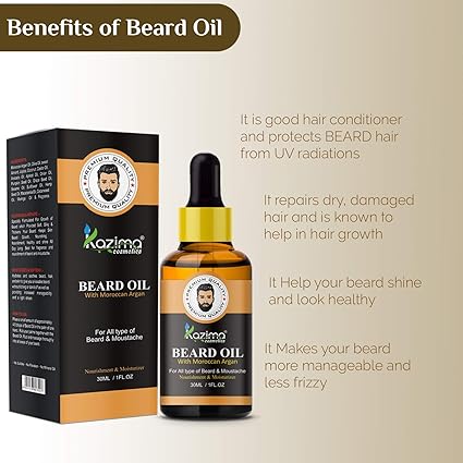 Beard & Moustache Oil (30ml) – Promotes Thick, Soft, Healthy Growth for Beard and Moustache, Nourishes Hair