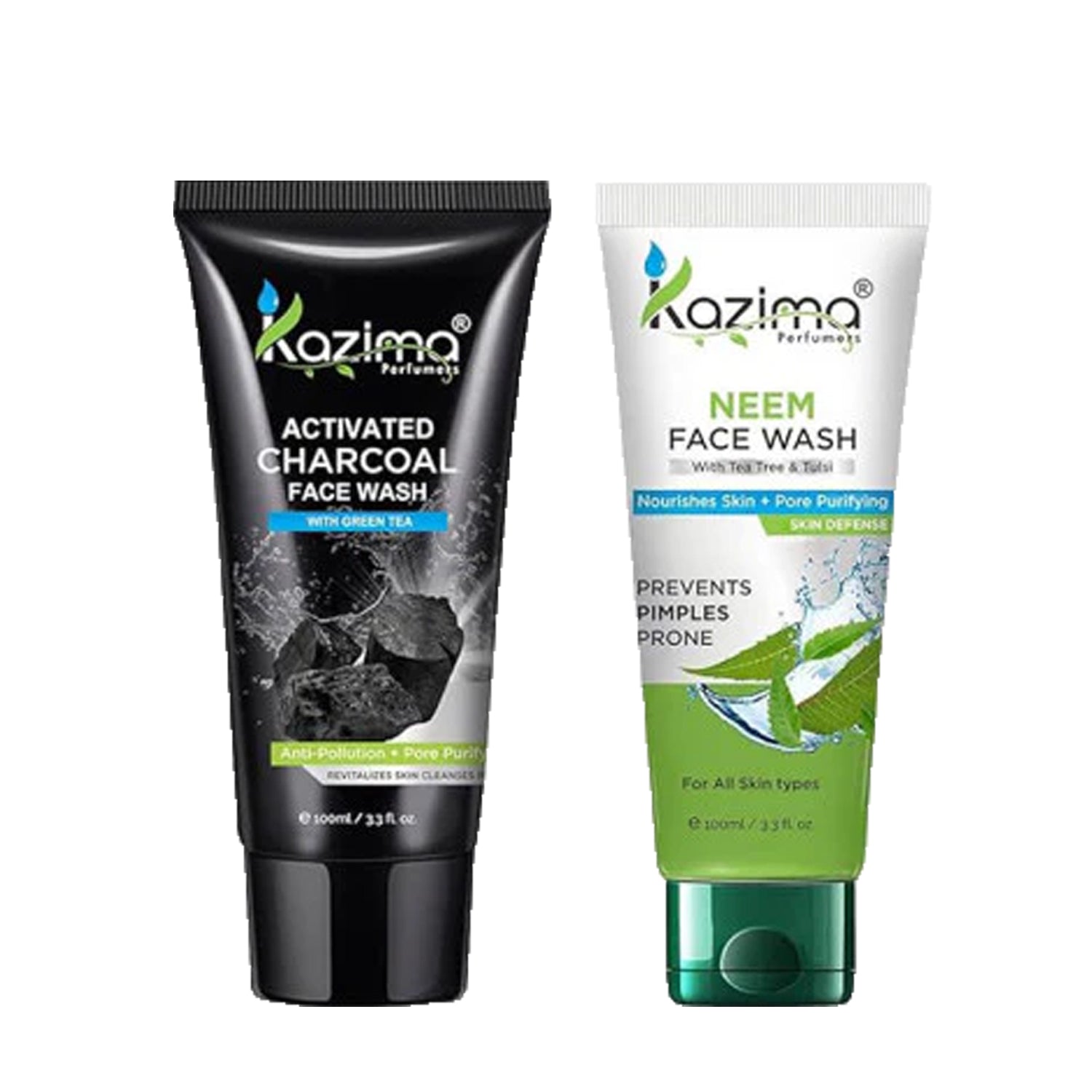 Activated Charcoal Face Wash & Neem Face Wash Combo for for Deep Cleansing & Acne Control (100ml Each)