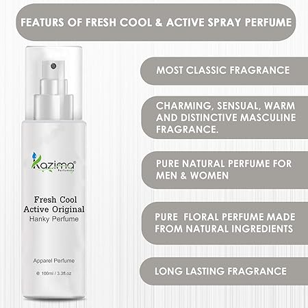Fresh Cool & Active Original Hanky Spray Perfume For Men, Women 100ML - (Free From Gas)