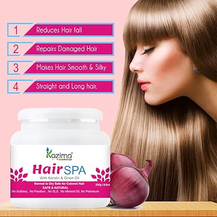 Hair SPA Treatment with Keratin & Onion Oil for Smooth, Shiny, Silky Hair - Nourishing, Strengthening & Restorative Care