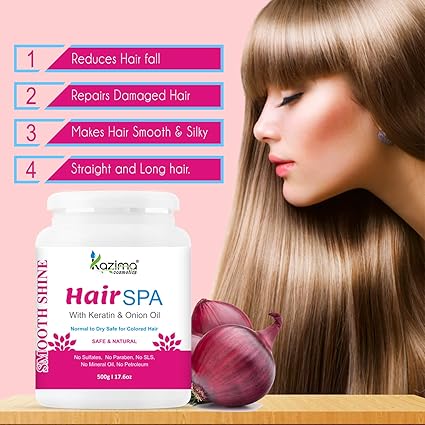 Hair SPA Treatment with Keratin & Onion Oil for Smooth, Shiny, Silky Hair - Nourishing, Strengthening & Restorative Care