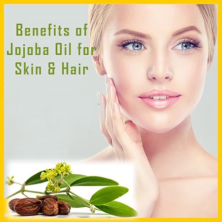 100% Pure Jojoba Carrier Oil, Natural Cold Pressed, Ideal for Skin, Hair, Moisturizing, Massage, and Aromatherapy Benefits