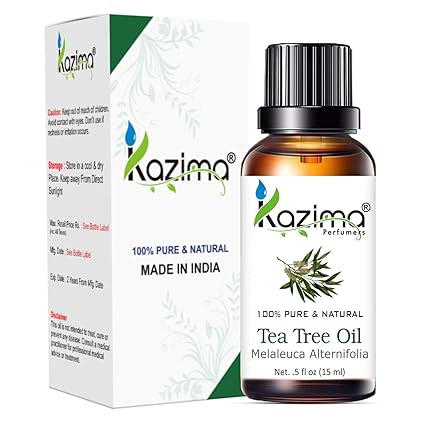 KAZIMA Combo of Castor Carrier Oil & Tea Tree Essential Oil – 100% Pure Oils for Hair, Skin & Body Care, 15ml Each