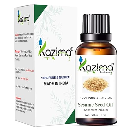 KAZIMA Combo of Castor Oil and Sesame Oil – 100% Pure Cold Pressed Carrier Oils for Hair Growth, Scalp Nourishment & Skin Care – 15ml Each