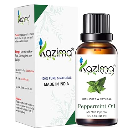 KAZIMA Combo of Jojoba Carrier Oil & Peppermint Essential Oil – 100% Pure Oils for Acne, Wrinkles, Skin Glow & Hair Care – 15ml Each