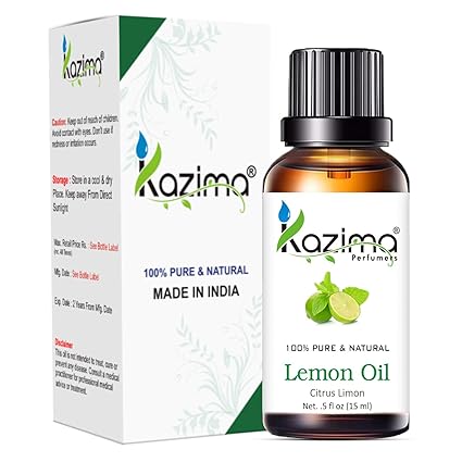 KAZIMA Lavender & Lemon Oil Combo – 100% Pure Oils for Acne, Skin Brightening, Hair Growth & Relaxation, 15 ml Each