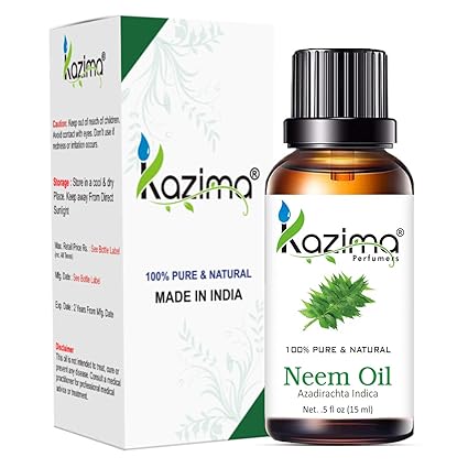 KAZIMA Neem & Rosemary Oil Combo – 100% Pure Oils for Acne, Hair Growth & Joint Relief, 15 ml x 2