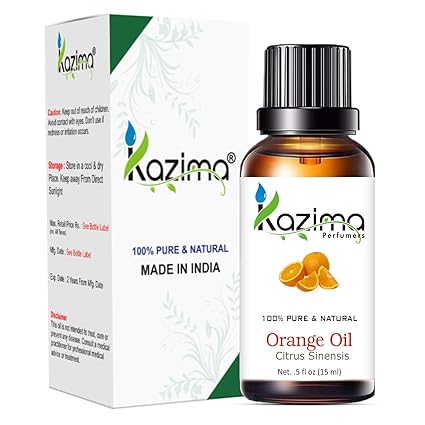 KAZIMA Combo of Rose Oil & Orange Essential Oil – Glow-Boosting Skin & Body Oil, 100% Pure & Natural, 15 ml Each
