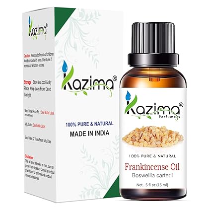 KAZIMA Frankincense & Myrrh Oil Combo – 100% Pure Essential Oils for Acne Scars, Gums, Hair Growth & Body Massage – 15ml Each