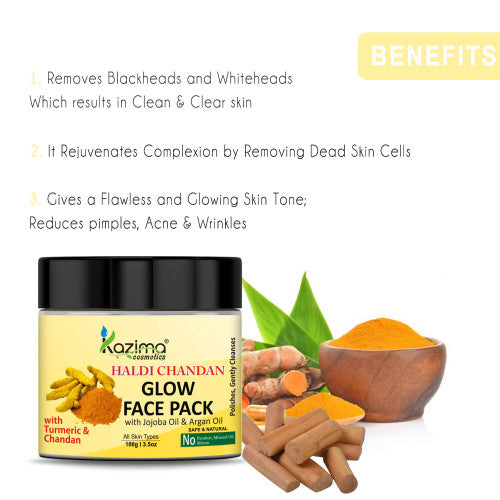 Haldi Chandan Glow Face Pack with Jojoba & Argan Oils – Brightens Skin, Unclogs Pores & Adds Radiance (100g)