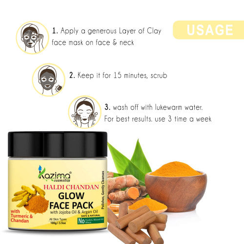 Haldi Chandan Glow Face Pack with Jojoba & Argan Oils – Brightens Skin, Unclogs Pores & Adds Radiance (100g)