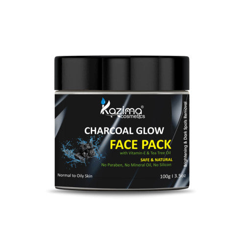 Charcoal Glow Face Pack for Brightening, Detox & Deep Cleansing – With Tea Tree & Vitamin E (100g)