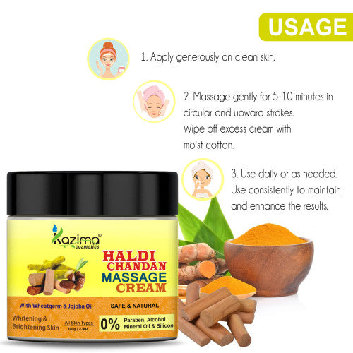 Haldi Chandan Massage Cream with Wheatgerm & Jojoba Oil – Nourishing & Brightening Ayurvedic Blend for Radiant, Healthy-Looking Skin (100g)