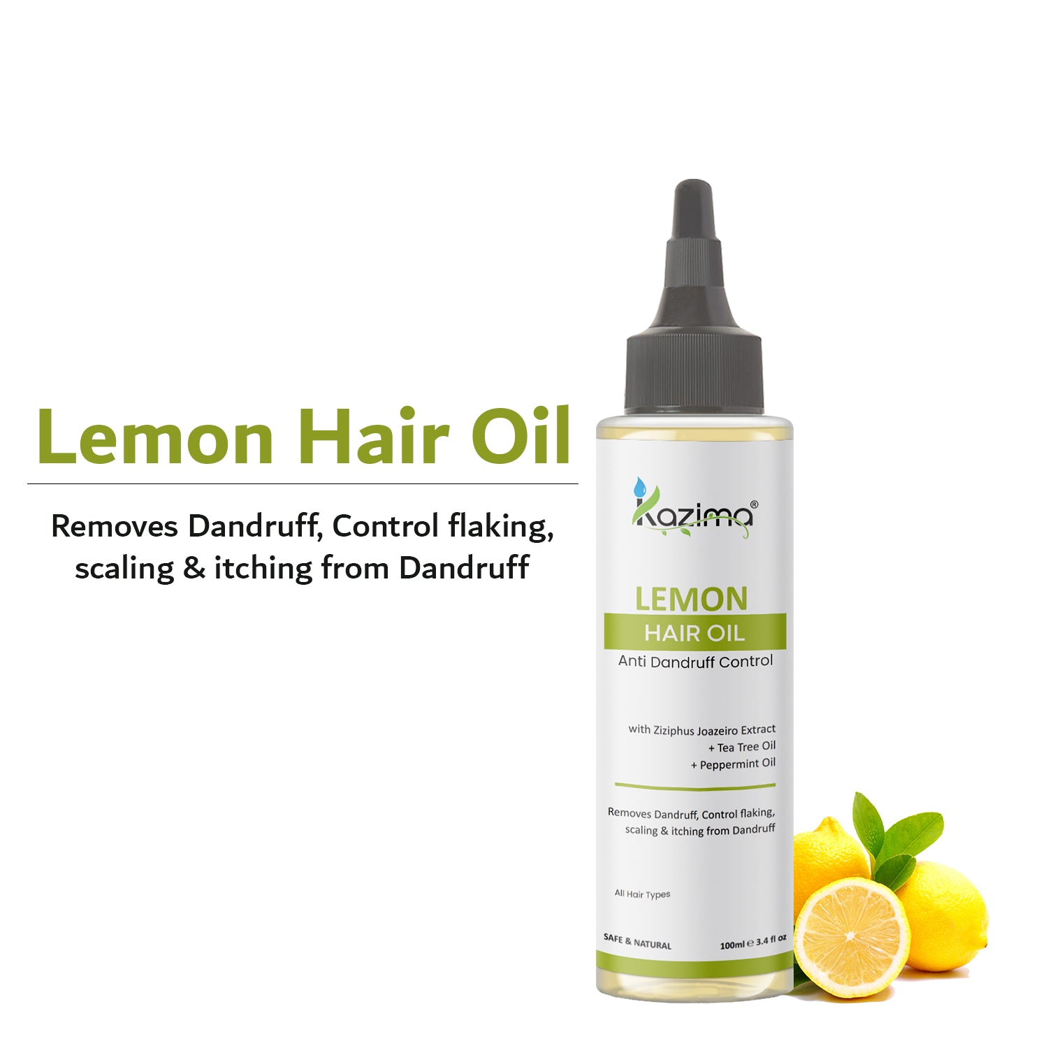 Lemon Hair Oil 100ml – Natural Anti-Dandruff Treatment for Scalp Care, Nourishment, and Flake-Free, Healthy Hair Solution