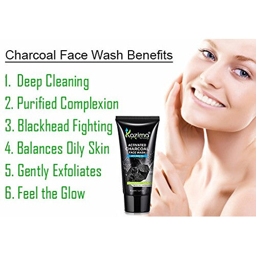 Activated Charcoal Face Wash with Green Tea – Deep Cleansing, Anti-Aging, Anti-Acne & Pimple Scar Removal – 100ml