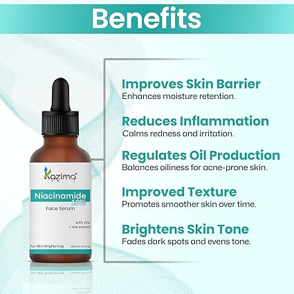 10% Niacinamide Face Serum with Zinc & Rice Extract – Fades Acne Marks & Dark Spots (30ml)