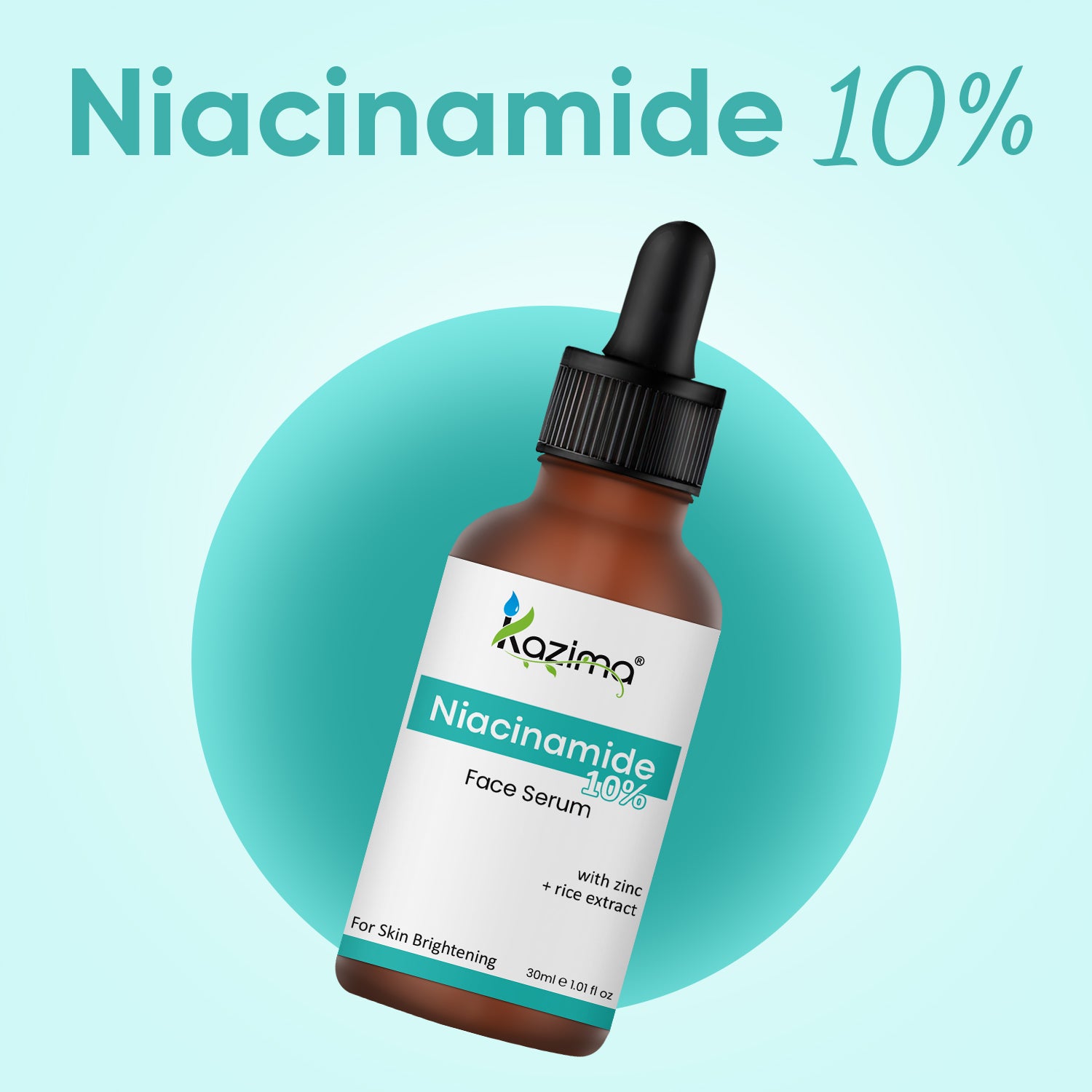 10% Niacinamide Face Serum with Zinc & Rice Extract – Fades Acne Marks & Dark Spots (30ml)