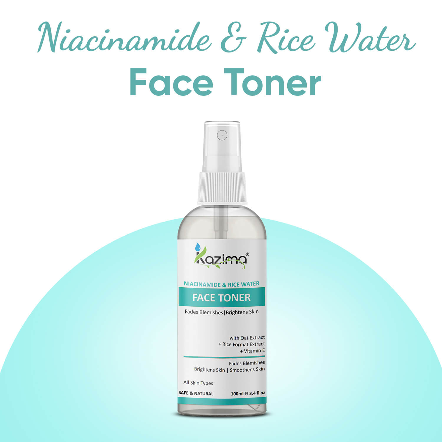 Niacinamide & Rice Water Face Toner (100ml) – Brightens Skin, Reduces Dark Spots, Hydrates, and Balances Skin Tone
