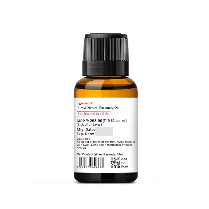 100% Pure Rosemary Essential Oil – Natural, Undiluted, Therapeutic Grade for Hair Growth, Skin Care, Mental Clarity, and Aromatherapy