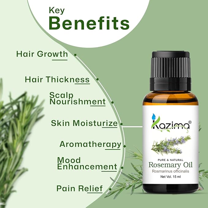 100% Pure Rosemary Essential Oil – Natural, Undiluted, Therapeutic Grade for Hair Growth, Skin Care, Mental Clarity, and Aromatherapy