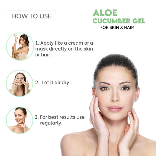 Kazima Aloe Cucumber Gel with Pure Aloe Vera & Cucumber for Face, Skin & Hair – Exfoliates, Moisturizes, Reduces Acne Scars, Wrinkles, Sunburn & Dark Circles