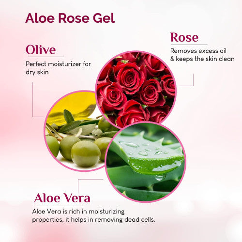 Kazima Aloe Rose Gel for Face and Body with Pure Aloe Vera & Rose Extract – Soothing Hydration, Moisturizing & Skin Glow for Sensitive Skin